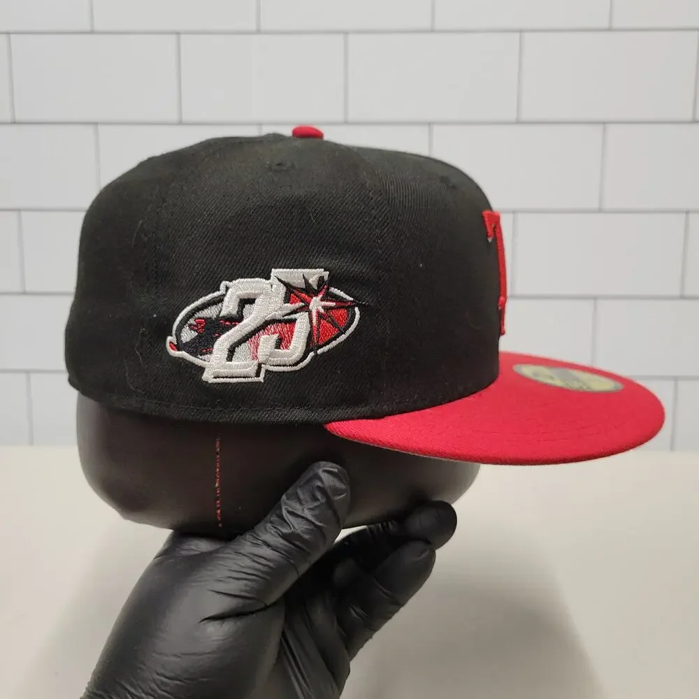 New Era Tampa Bay Devil Rays 59FIFTY Fitted Hat 7 5/8 Black Red Side Patch